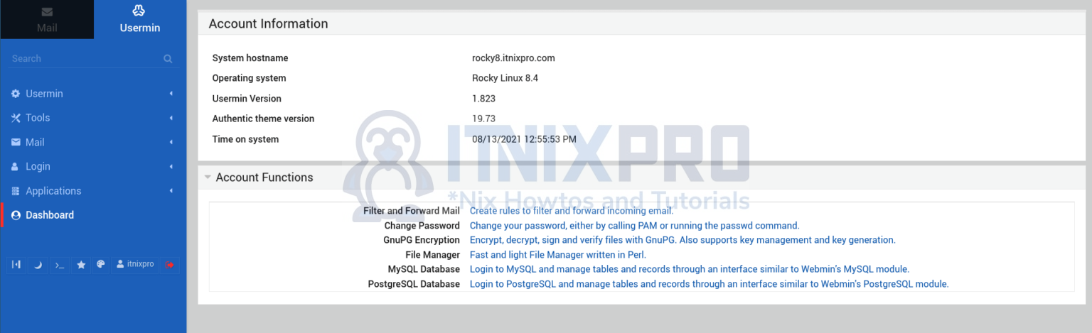 Install Usermin on Rocky Linux 8 - itnixpro.com