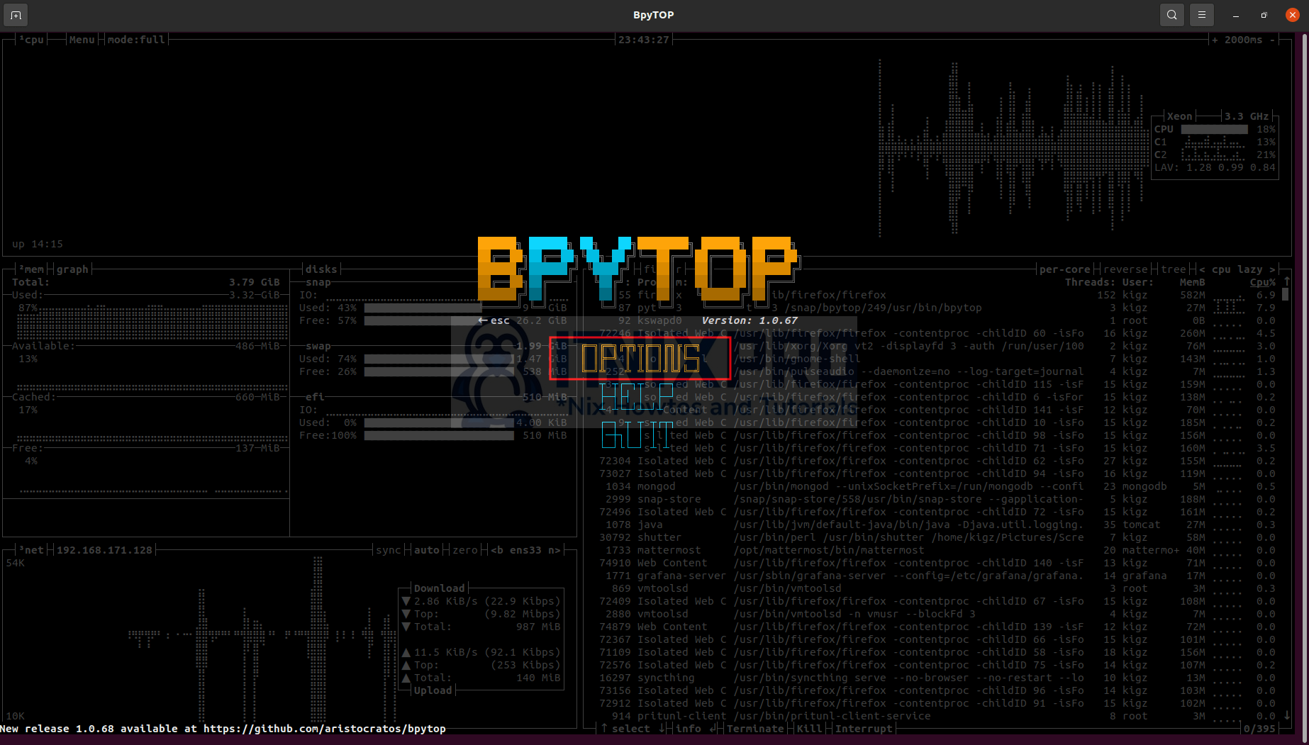 Install Bpytop System Monitor Tool on Ubuntu 22.04