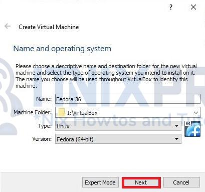 Install Fedora 36 on VirtualBox