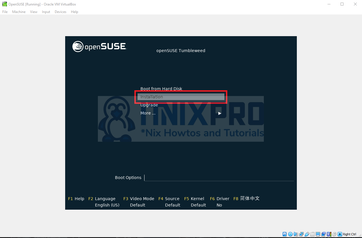 Install OpenSUSE on VirtualBox