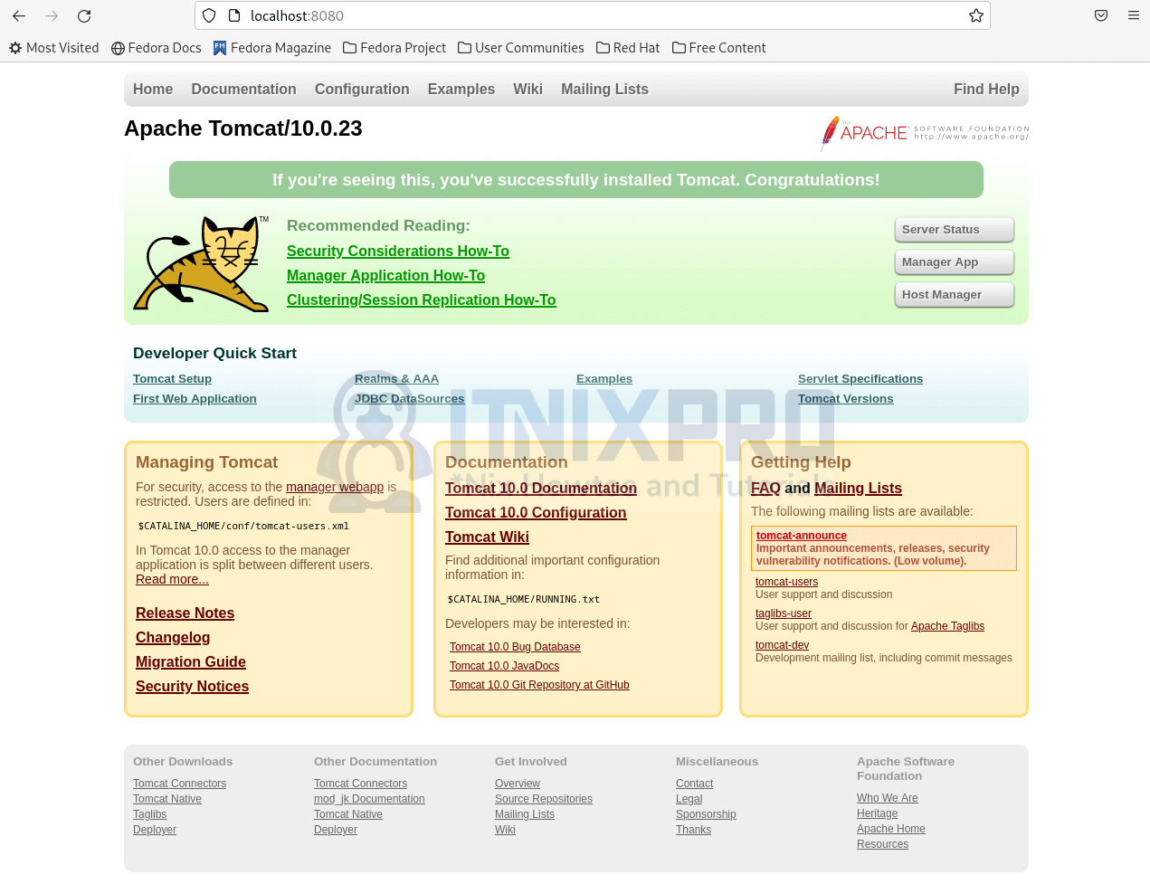 Install Apache Tomcat on Fedora 36