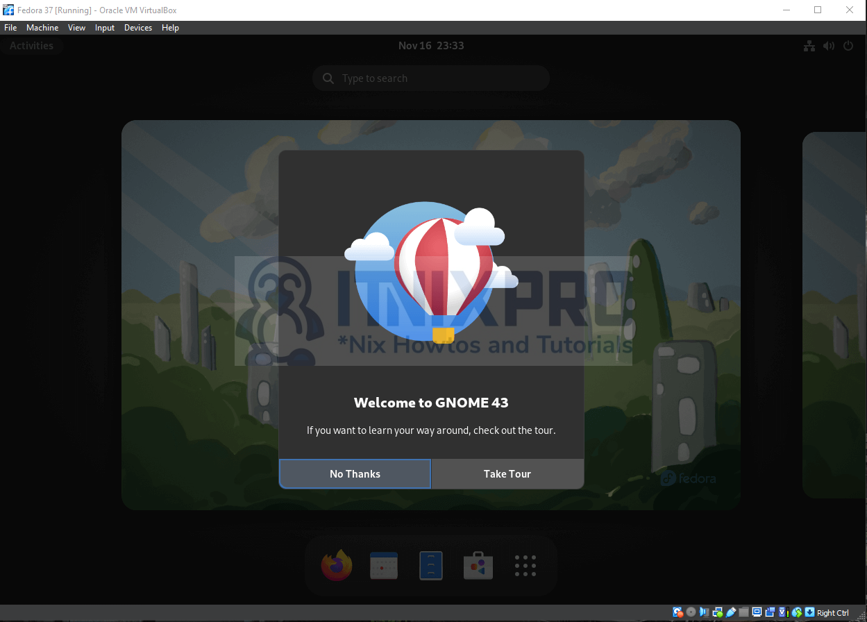 Install Fedora 37 on VirtualBox