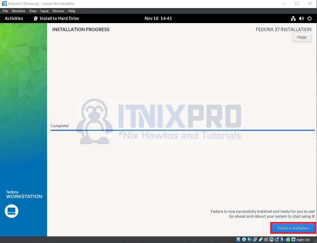 Install Fedora 37 on VirtualBox