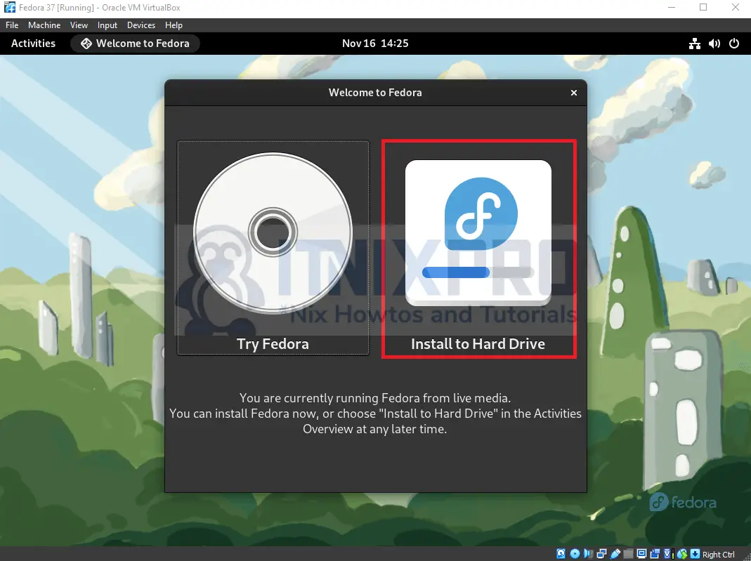 Install Fedora 37 on VirtualBox