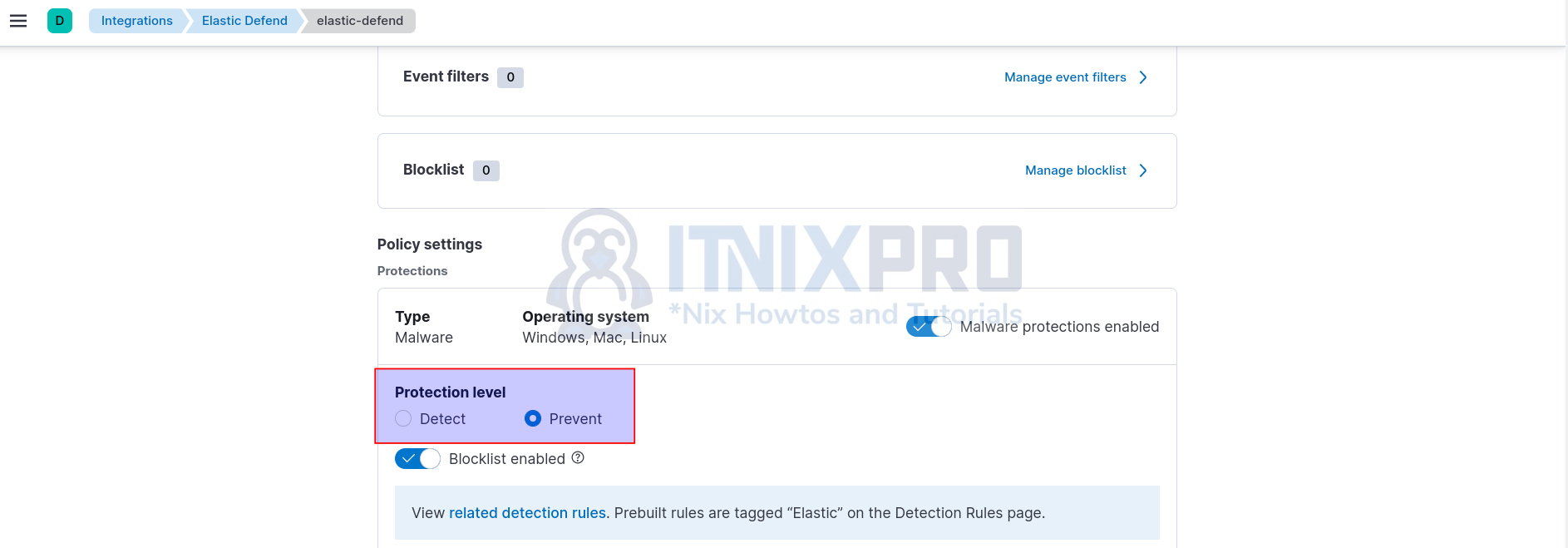 Configure Elastic Endpoint Security Malware Detection and Prevention