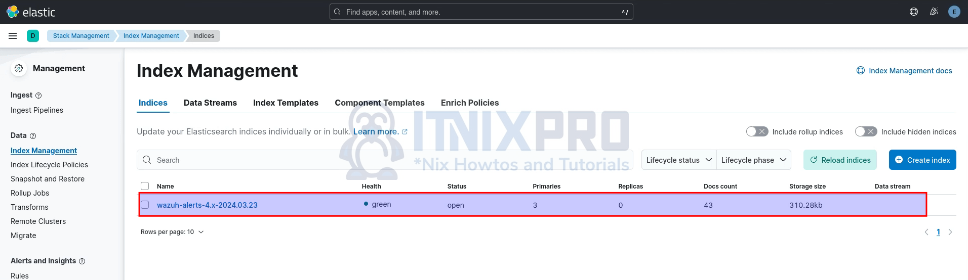 wazuh alerts Elasticsearch index